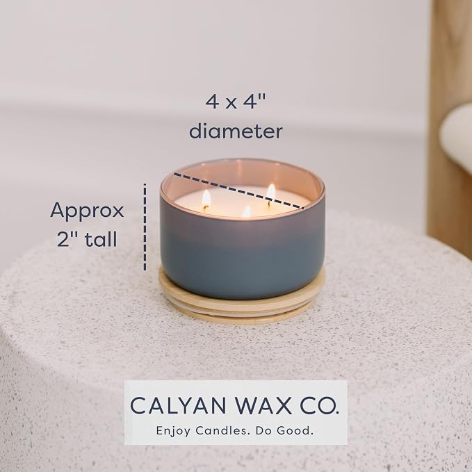 Calyan Wax Co. Charcoal & Sandalwood 3 Wick Scented Candle - Image 6