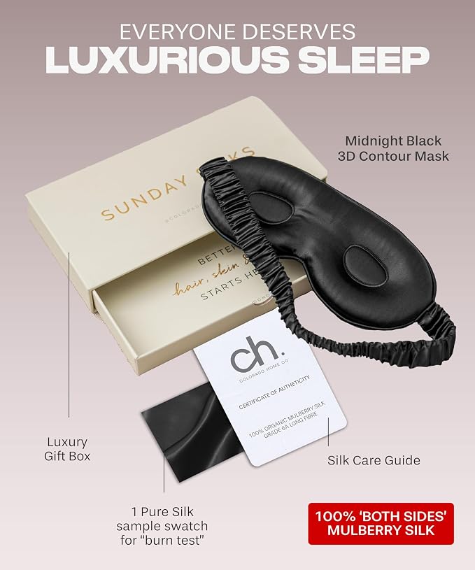 SUNDAYSILKS™ 3D Contoured Silk Sleep Mask | Padded Silk Eye Mask - Image 3