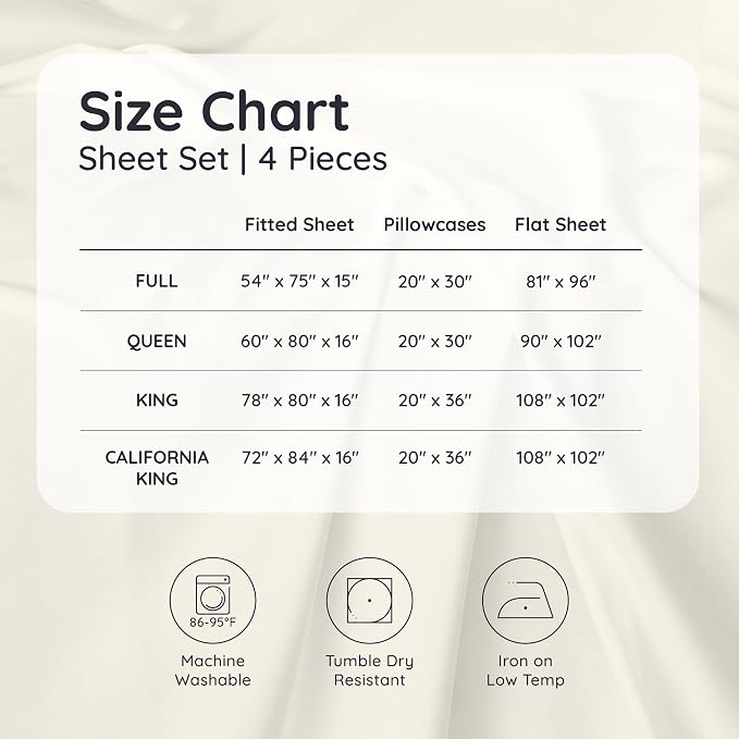 Bambaw King Sheets Set 4pcs, 100% Viscose Derived from Bamboo Sheets, King Size - Image 8