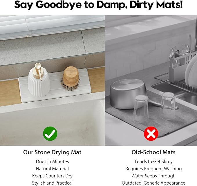 3 Pack Stone Drying Tray, Water Absorbing Stone Sink Mat - Image 4