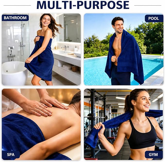 SEISSO 2 Pack Extra Large Bath Towels 63"x35", Bath Sheets - Image 7