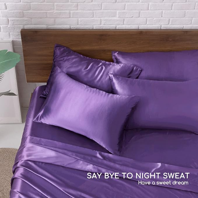 MR&HM Satin Bed Sheets, Queen Size Sheets Set - Image 8