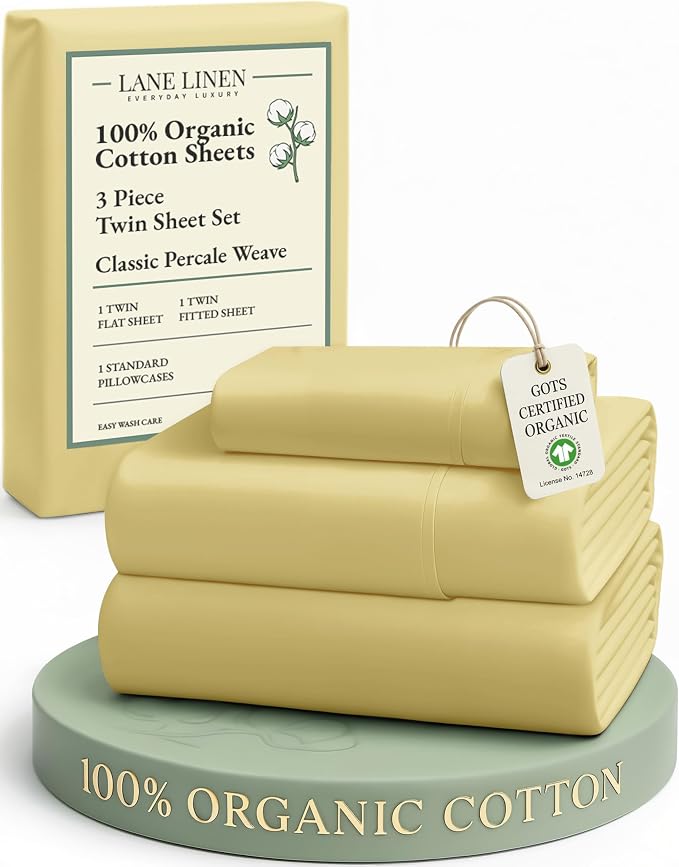 LANE LINEN Eco Friendly Cocoon 100% Organic Cotton Twin Sheets, Low Pill Fade by LaneLinen