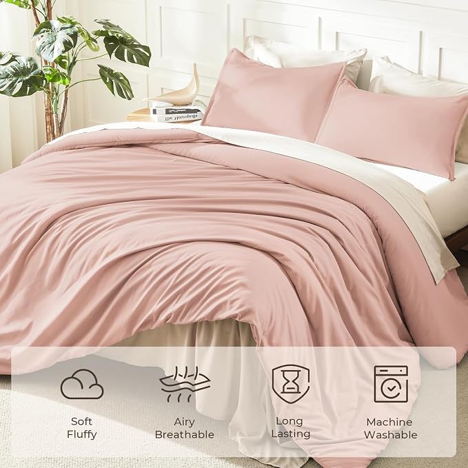 Litanika Twin XL Comforter Set Blush Pink, 2 Pieces Extra Long Dorm Bedding Sets - Image 3