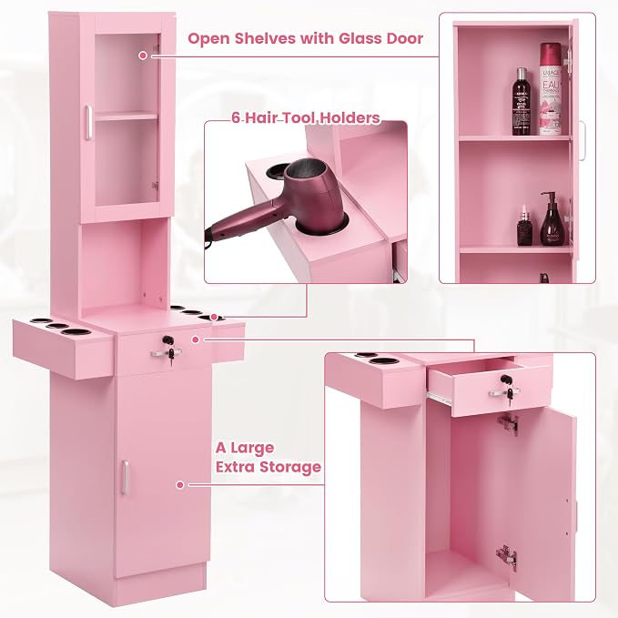 RESHABLE Salon Station for Hair Stylist, Hair Styling Storage Cabinet - Image 6