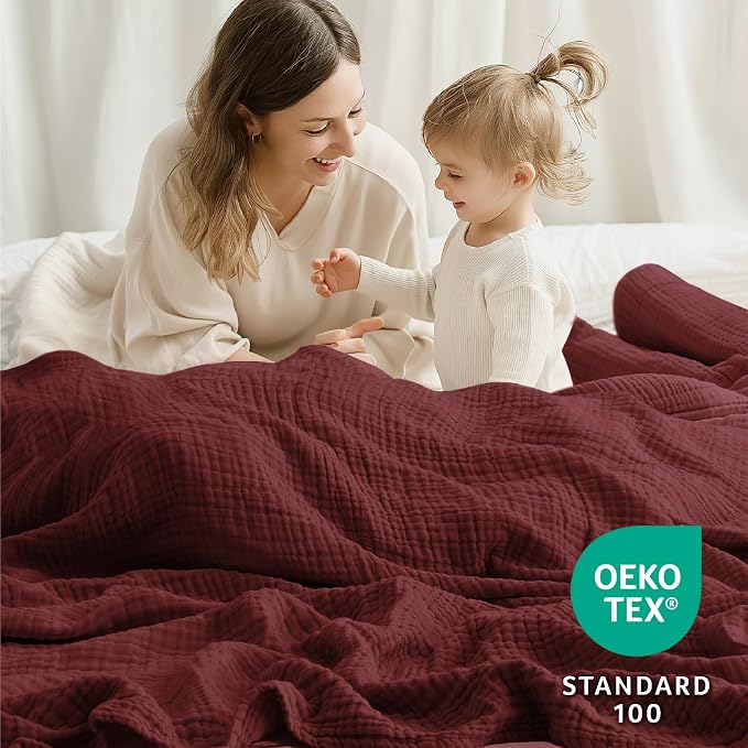 100% Cotton Muslin Blanket Large 50"x 70", 6 Layers Breathable and Lightweight - Image 5