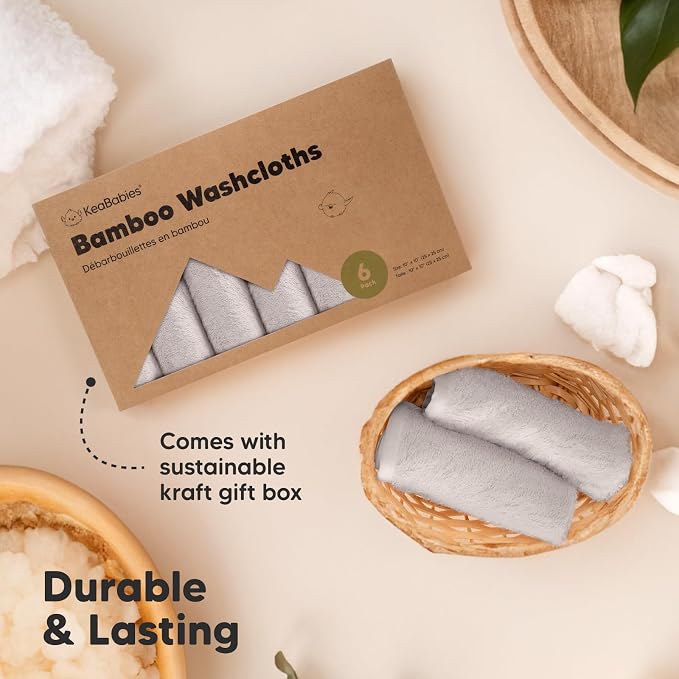 6-Pack Baby Washcloths – Soft Absorbent Viscose from Bamboo Washcloths - Image 7