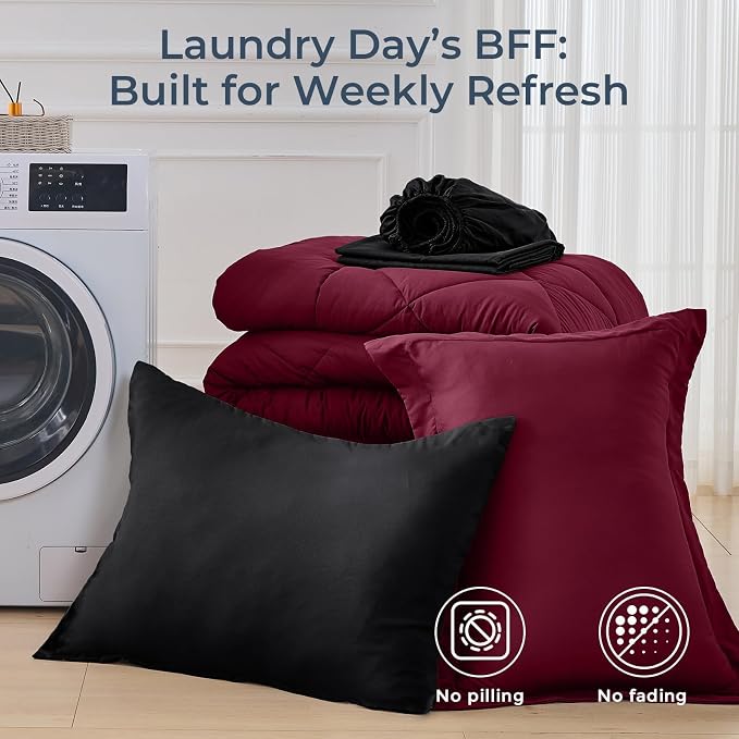 HEVUMYI Red & Black Twin Comforter Set - Image 7