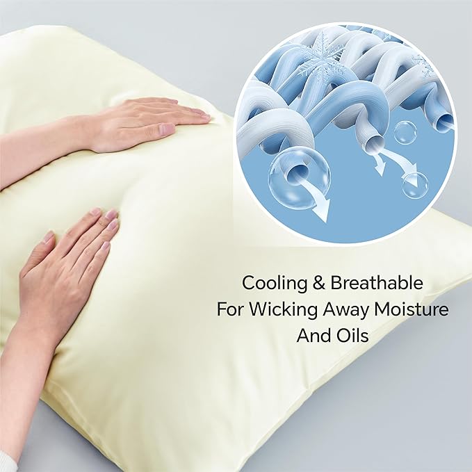 BEDELITE Cream Pillow Cases Queen Size Set of 2, Rayon Derived from - Image 3
