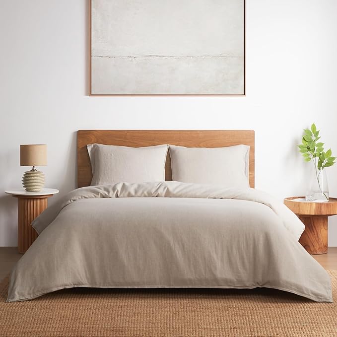 DAPU 100% Linen Duvet Cover Twin 2PCs, Pure Natural French Flax Linen Duvet by DAPU