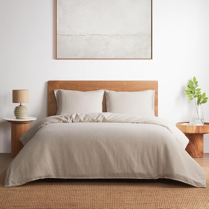 DAPU 100% Linen Duvet Cover Set 3PCs, Pure Natural French Flax Linen Duvet by DAPU