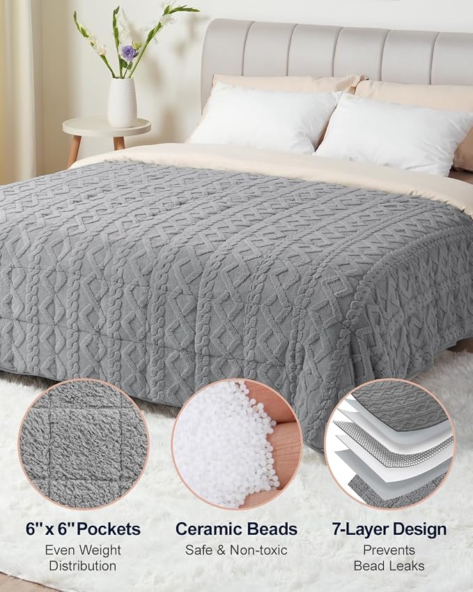 Super Fuzzy Soft Sherpa Fleece Weighted Blanket, 20 lbs Dual Sided Fluffy Heavy - Image 5