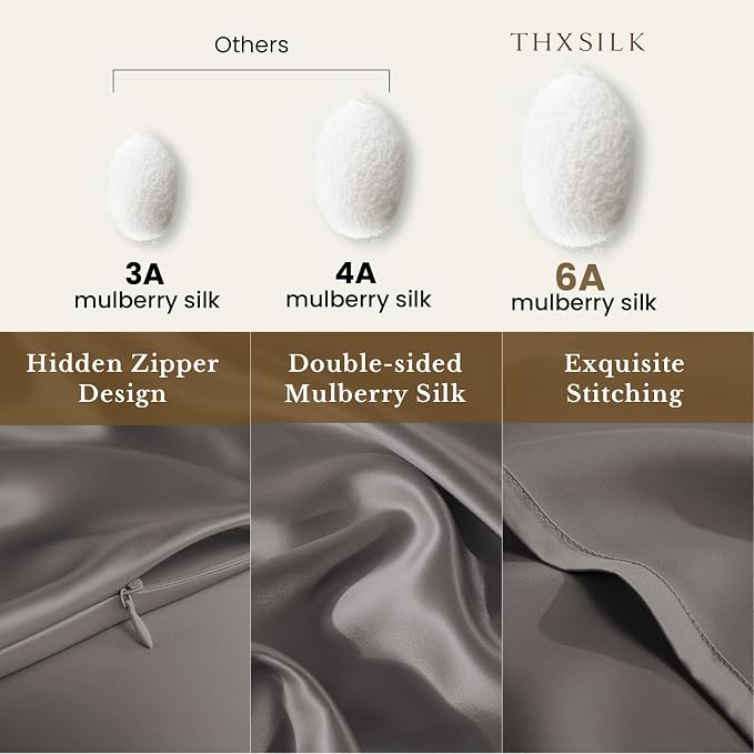 THXSILK 100% Silk Pillowcase for Hair and Skin Luxury 25 Momme Mulberry Silk - Image 2