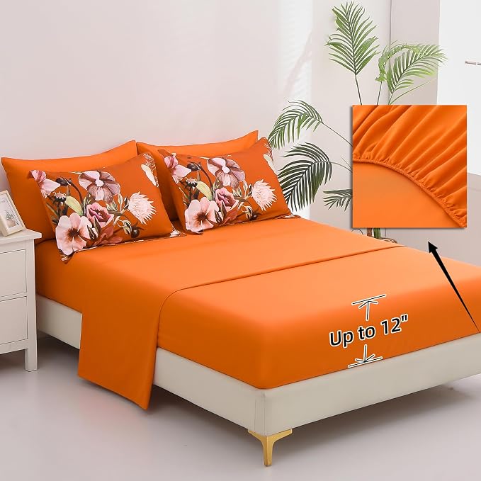 Luxudecor Terracotta Floral Comforter Set King Size 7 Piece, Flower Bed in a Bag - Image 4