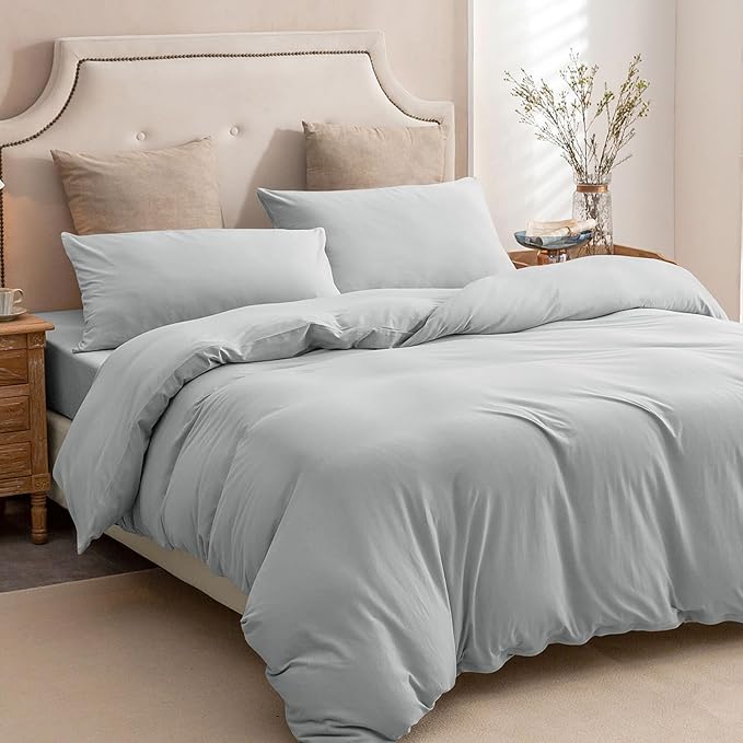 PURE ERA Jersey Knit Duvet Cover Set 100% T-Shirt Cotton Super Soft Comfy 3pc by PUREERA