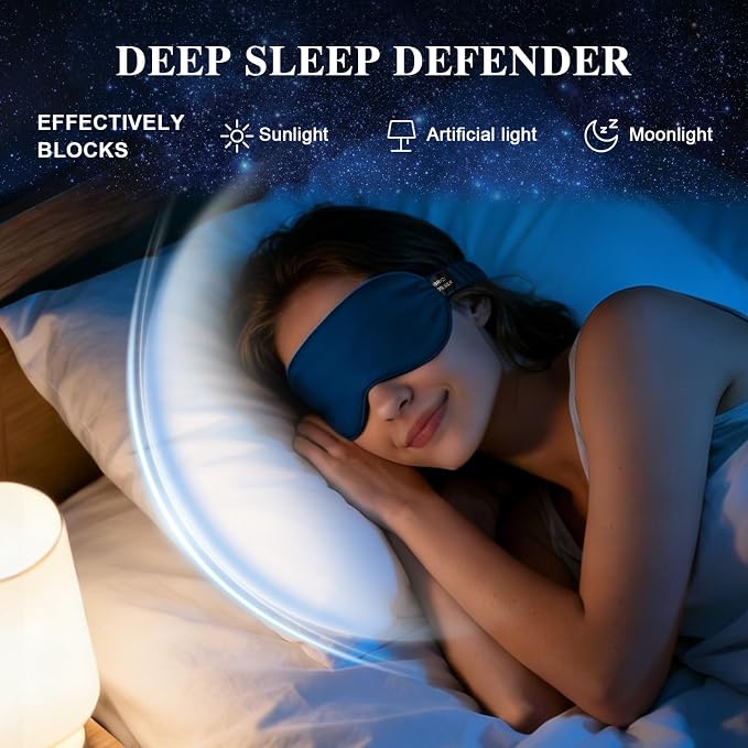 Silk Sleep Mask, Eye Mask for Sleep Women Men, Mulberry Sleeping Mask - Image 6