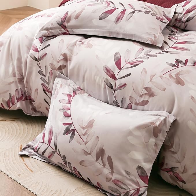 OAITE Duvet Cover Twin Size, Reversible Flower Pink Duvet Cover Set - Image 4