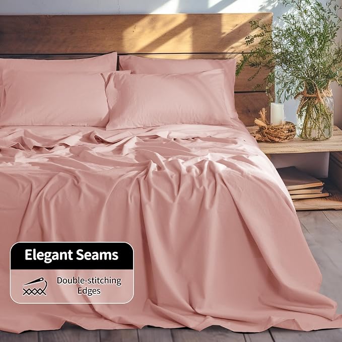 LBRO2M 100% Pure Linen Sheet Set Deep Pocket Up to 16" Bed Sheets Sets - Image 6