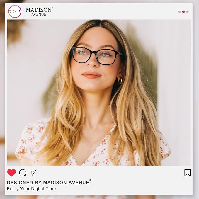 Madison Avenue Blue Light Blocking Glasses Anti Eyestrain UV Glare Blue Light - Image 2