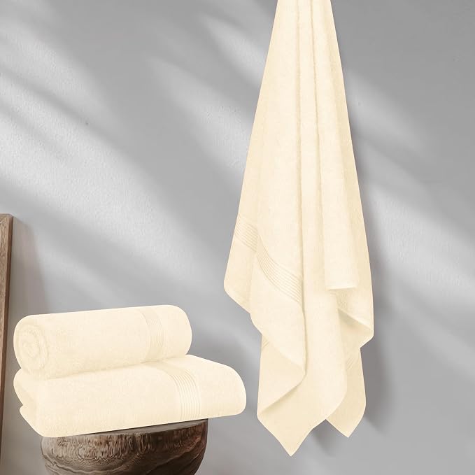 BELZZI Home Ultra Soft 4 Pack Oversized Bath Towel Set 27x54, Cotton Compact - Image 4