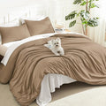 Litanika Taupe Comforter Set King Size, 3 Pieces Solid Bedding Comforter Set by Litanika