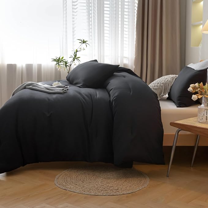 ROSGONIA King Size Comforter Set Black, All Season Bedding Lightweight - Image 4