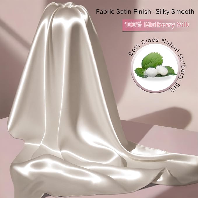 Mulberry Silk Pillow Cases Queen Size Set of 2, Ultra Smooth Soft Breathable - Image 2