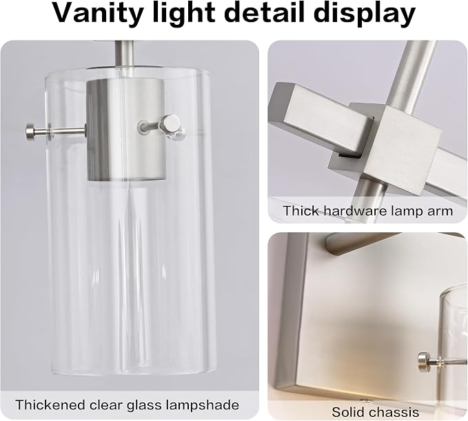 SOLFART 1 Light Vintage Vanity Light Brushed Nickel Bathroom Light Fixture Over - Image 7