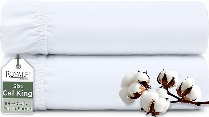 Royale Linens 100% Organic Cotton 2 Pack Fitted Sheet-Percale Weave-Super Soft by ROYALELINENS