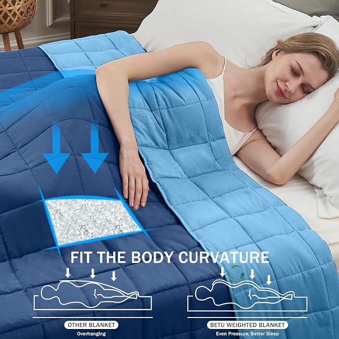 Blue Weighted Blanket for Adults 20lbs, Microfiber Soft Thick Big Blankets - Image 2