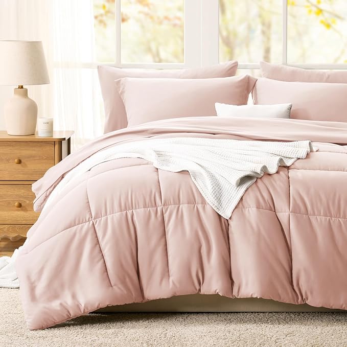 CozyLux Queen Comforter Set Blush Pink - Image 8