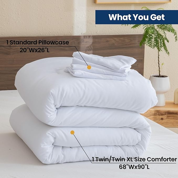 Paxrac White Comforter Twin/Twin XL Size, 2 Pieces Extra Long Comforter Set - Image 7