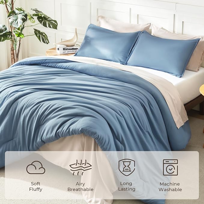 Litanika Twin XL Comforter Set Dark Grayish Blue, 2 Pieces Extra Long Dorm - Image 3