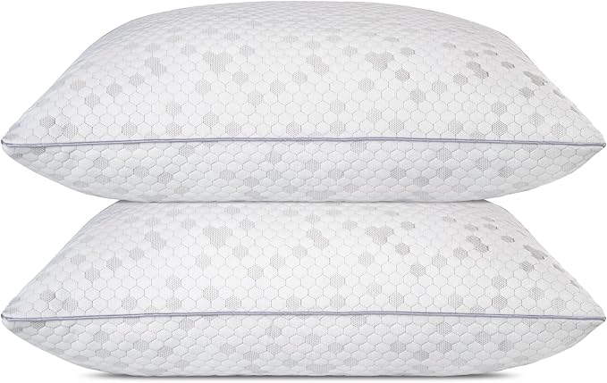 HIMOON Shredded Memory Foam Pillows, Medium Firm Standard Size Pillows 2 Pack by HIMOON