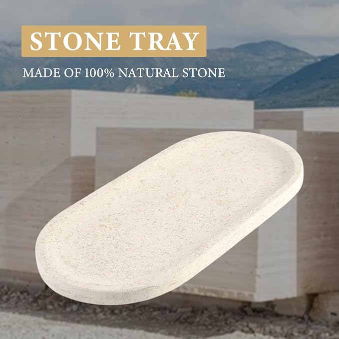 Koville Marble Vanity Tray for Decor, Natural Bathroom Tray for Bathroom - Image 3