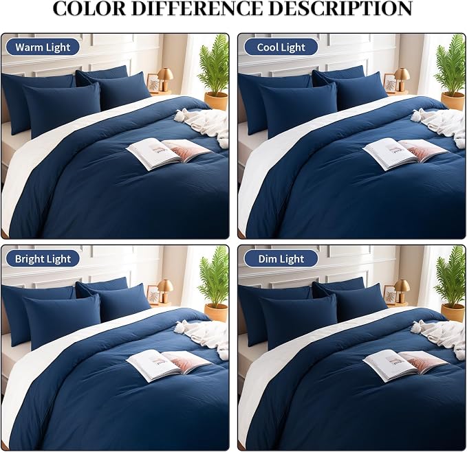NEXHOME PRO Duvet Cover Set 100% Washed Cotton Oversized Queen 98"x98" - Image 4