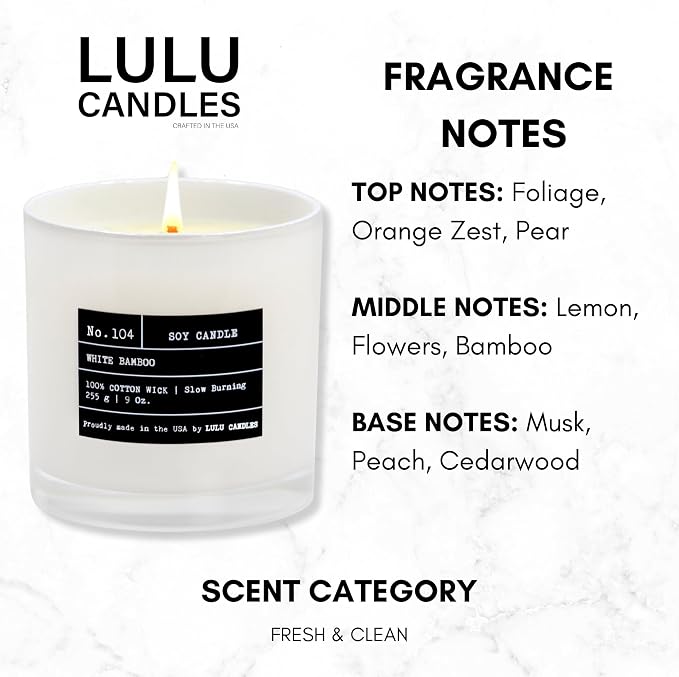 Lulu Candles | White Bamboo | Luxury Scented Soy Jar Candle | Hand Poured in - Image 2
