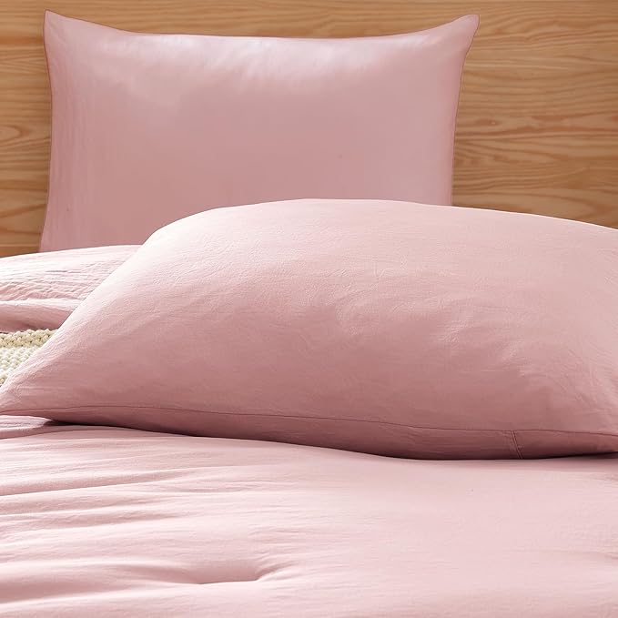 WRENSONGE Twin Comforter Set- 5 Pieces Soft Pink Twin Bed in a Bag, All Season - Image 5
