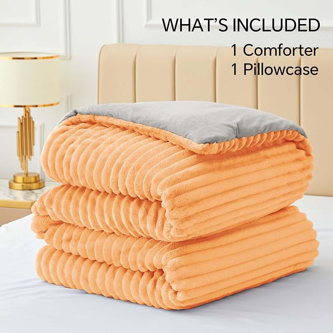 BEDELITE Fleece Twin Comforter Set -Super Soft & Warm Fluffy Coral Bedding - Image 6