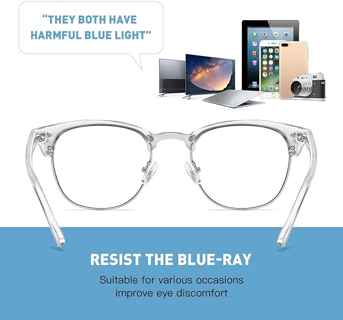Blue Light Blocking Glasses Vintage Half Frame UV Clear Lens Anti Eyestrain - Image 4