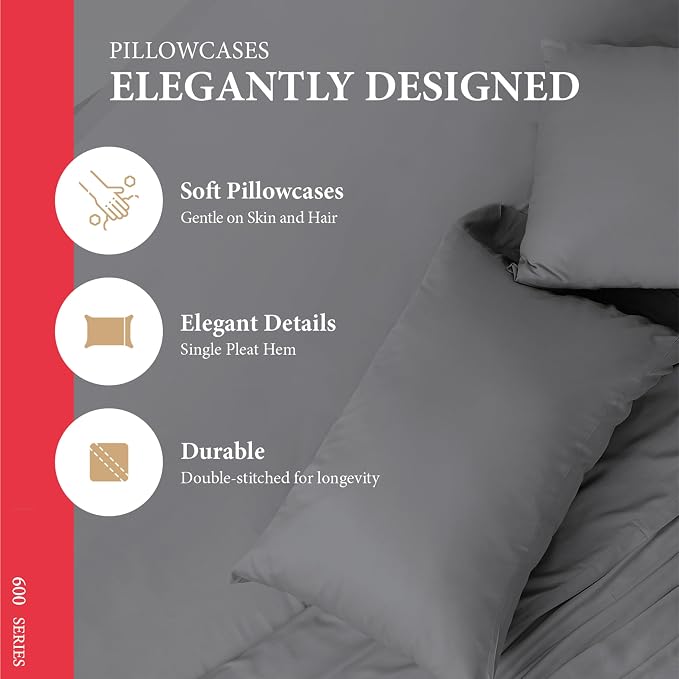 100% Egyptian Cotton King Pillow Case Set of 2 - Image 4