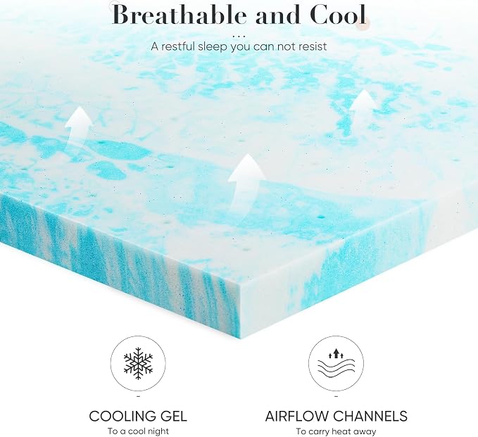 DUMOS Mattress Toppers Memory Foam Twin XL, 3 Inch Thick Bed Topper Pad Cooling - Image 2