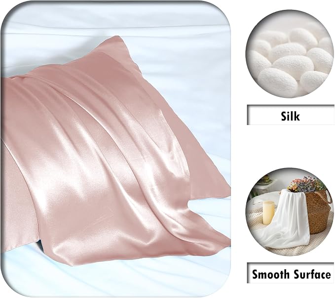 Silk Pillow Cases 2 Pack, Soft Breathable and Sliky Queen Size Pillow Cases Set - Image 2