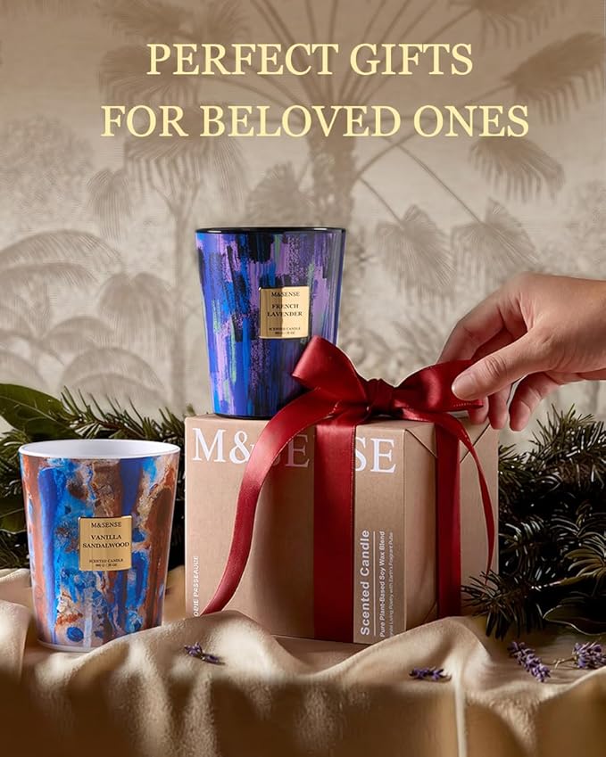 M&SENSE 3-Wick Dark Rose Large Soy Scented Candle, 35oz 150H Non-Toxic Luxury - Image 7