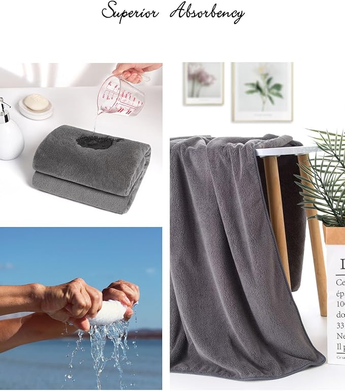 Lumimi Towels 3 Piece Very Soft Microfiber Bath Sheet Towel Set Super Absorbent - Image 5