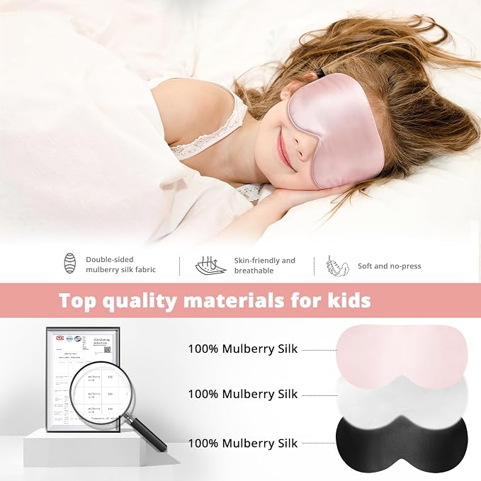 Kids Sleep Mask Eye Cover, 100% Real Natural Pure Silk Eye Mask - Image 2