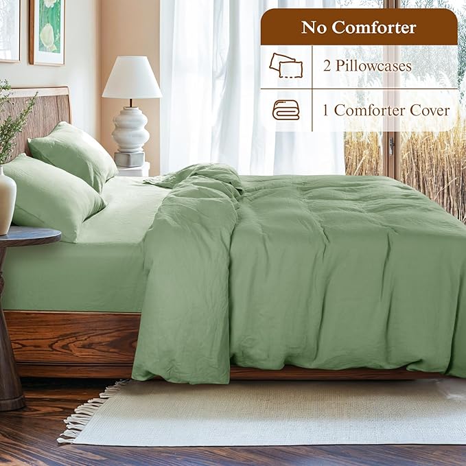 LBRO2M 100% France Linen Duvet Cover Set Full Size 3 Pcs Natural Flax Comforter - Image 4