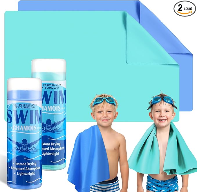 SmoothNovelty 2 Pack Swim Chamois Towel Water Absorbent Quick Dry Towel Shammy by SmoothNovelty