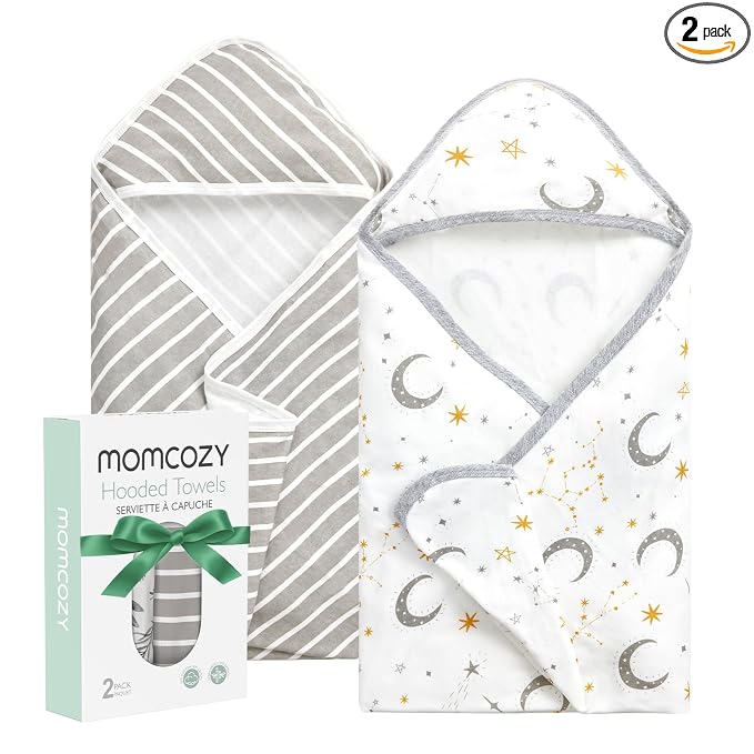 Momcozy Baby Hooded Towel, 2 Pack Cotton Bath Towel by Momcozy