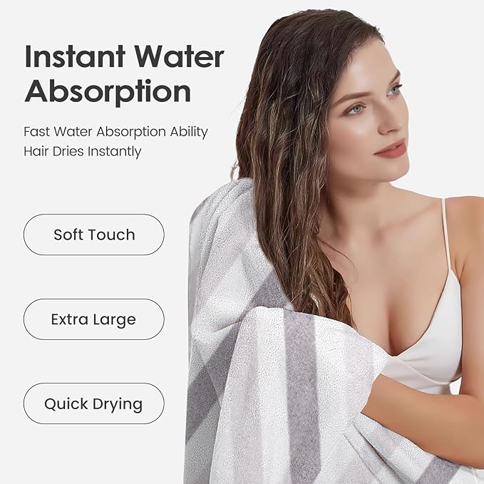 JML Microfiber Bath Towels Set of 2, Super Absorbent, Fast Drying Large Bath - Image 5